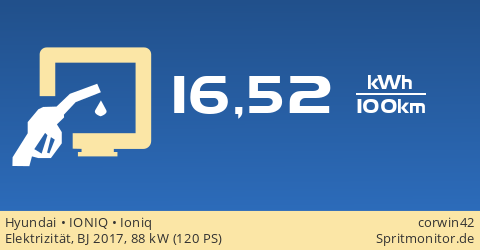 Electricity consumption: Hyundai - IONIQ - Ioniq - Spritmonitor.de